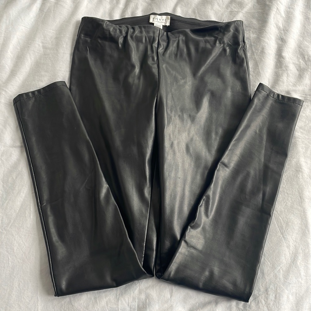 Velvet • Black Faux Leather High Rise Leggings M